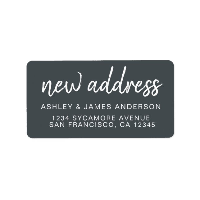 We’ve Moved Classic Charcoal Gray New Address Adressetikett (Framsidan)