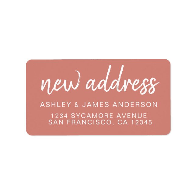 We’ve Moved Classic Terracotta New Address Adressetikett (Framsidan)