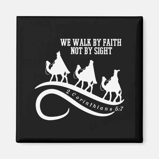We Walk By Faith Not By Sight Christian Christmas  Magnet (Framsidan)