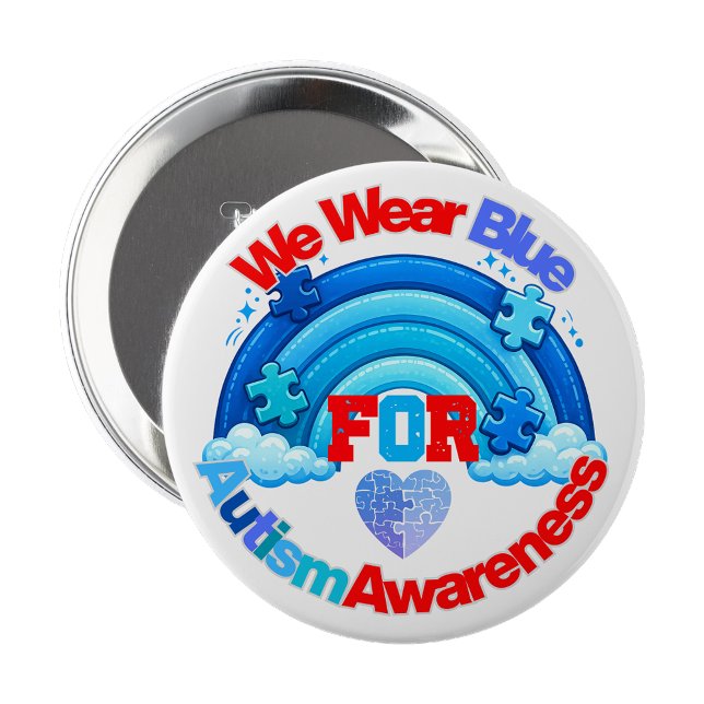 We Wear Blue Autism Awareness Pin Button Badge Knapp (We Wear Blue Autism Awareness Pin Button Badge)