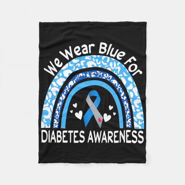 We Wear Blue For Diabetes Awareness Rainbow Leopar Fleecefilt (Framsidan)