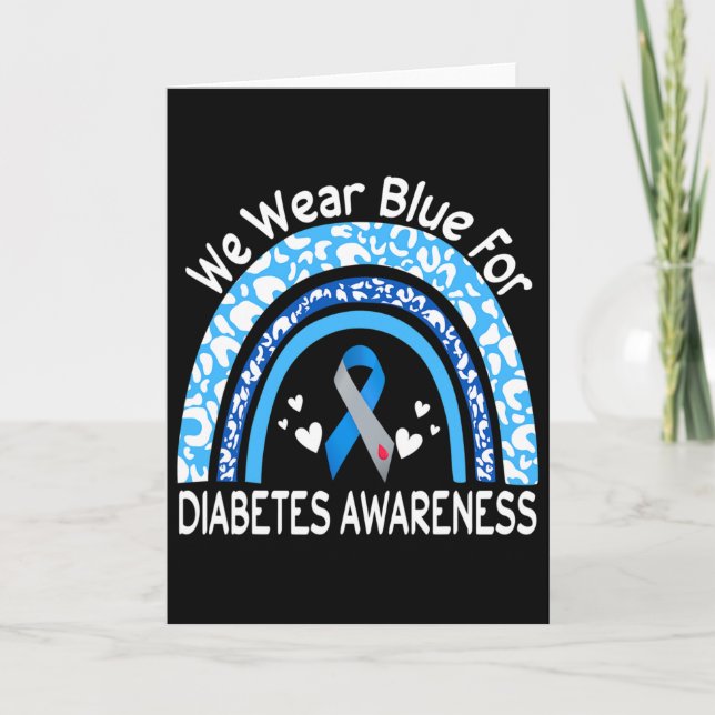 We Wear Blue For Diabetes Awareness Rainbow Leopar Kort (Framsida)