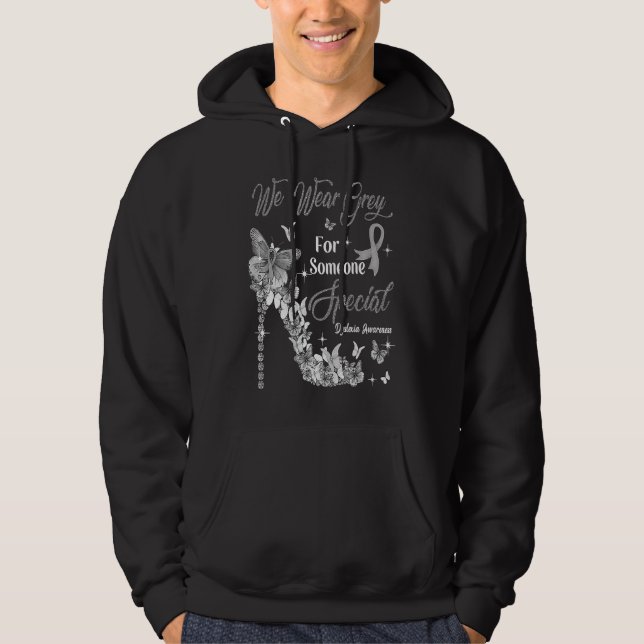 We Wear Grey Butterflies Dyslexia Awareness Hoodie (Framsida)