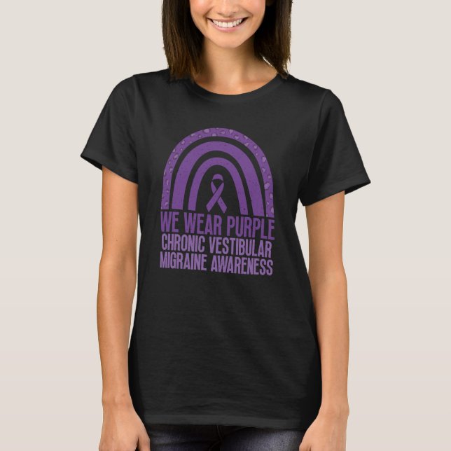 We Wear Purple Migraine Awareness In Cool Rainbow  T Shirt (Framsida)