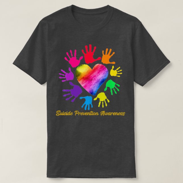 We Wear Rainbow Heart For Suicide Prevention Aware T Shirt (Design framsida)