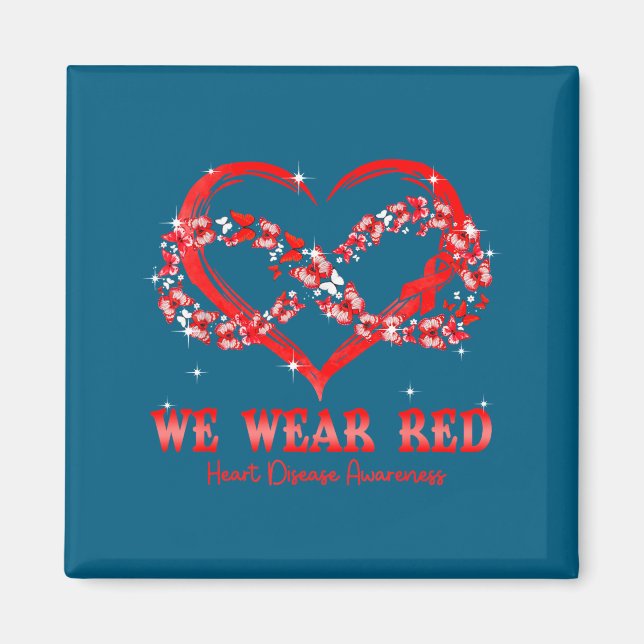 We Wear Red Butterfly Heart Heart Disease Awarenes Magnet (Framsidan)