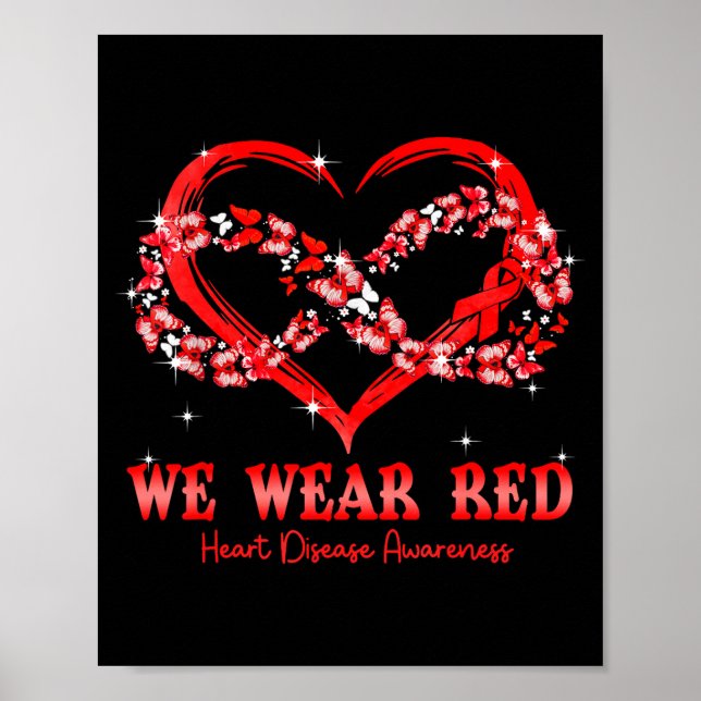We Wear Red Butterfly Heart Heart Disease Awarenes Poster (Framsidan)
