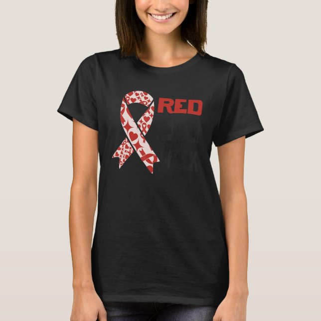 We Wear Red For Red Ribbon Week Awareness 2 T Shirt (Framsida)
