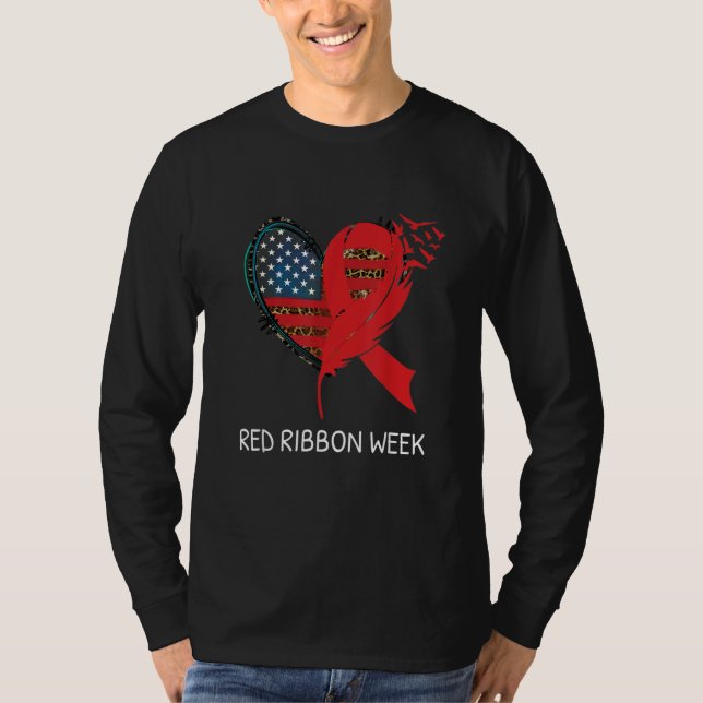 We Wear Red For Red Ribbon Week Awareness American T Shirt (Framsida)