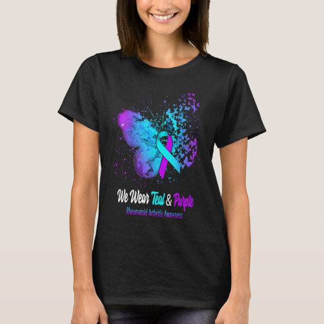 We Wear Teal And Purple Rheumatoid Arthritis Aware T Shirt (Framsida)