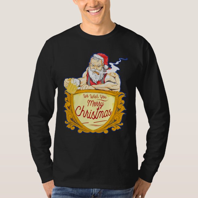 We Wish you Merry Christmas costumes Santa Claus T Shirt (Framsida)