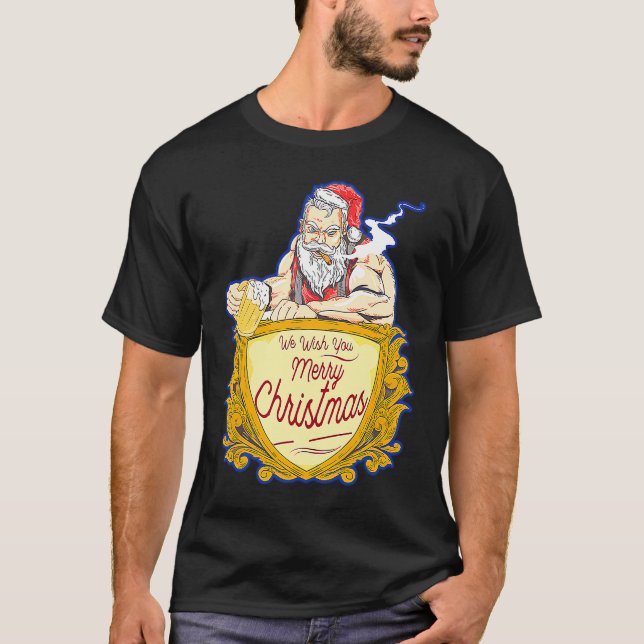 We Wish you Merry Christmas costumes Santa Claus T Shirt (Framsida)