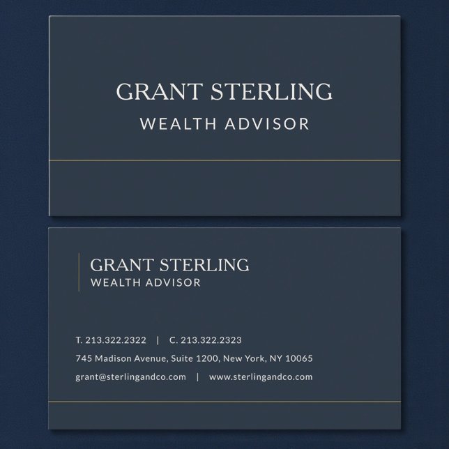 Wealth Advisor Navy Blue Professional Visitkort (Skapare uppladdad)
