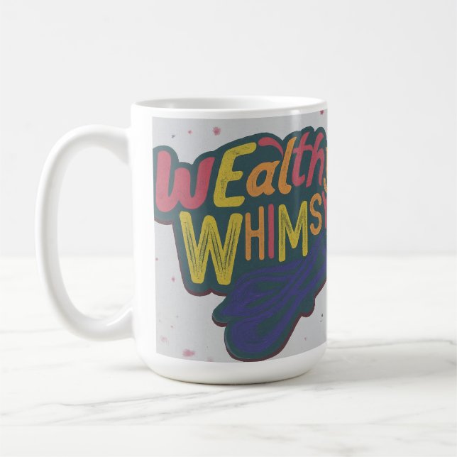 Wealth Whimsy flervärgs bokstavsdesign Kaffemugg (Vänster)
