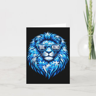 Wear Blue Autism Awareness Puzzle Lion Be Kind Men Kort