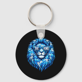 Wear Blue Autism Awareness Puzzle Lion Be Kind Men Nyckelring