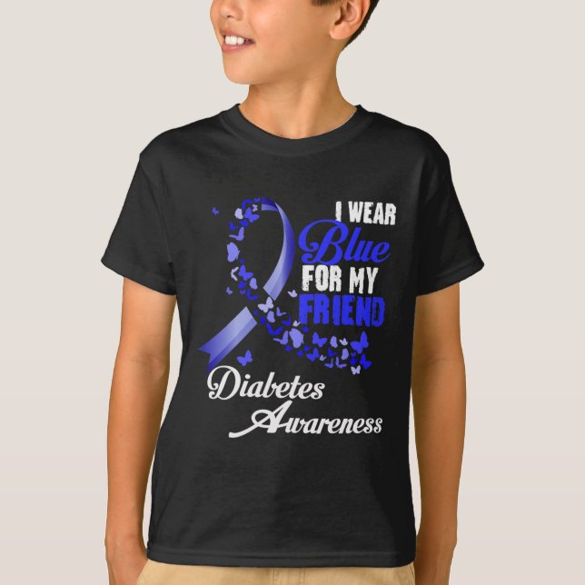 Wear Blue For My Friend T1d Diabetes Awareness Blu T Shirt (Framsida)