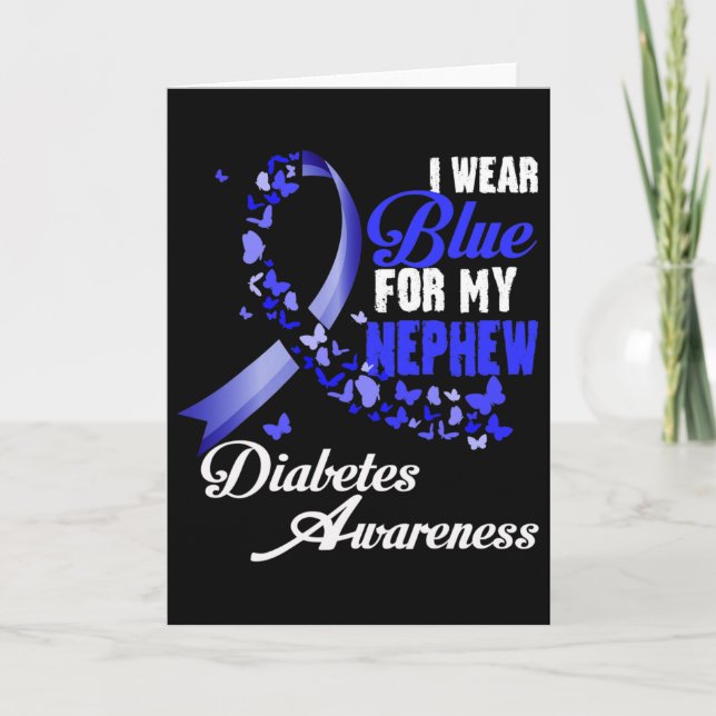 Wear Blue For My Nephew T1d Diabetes Awareness Blu Kort (Framsida)