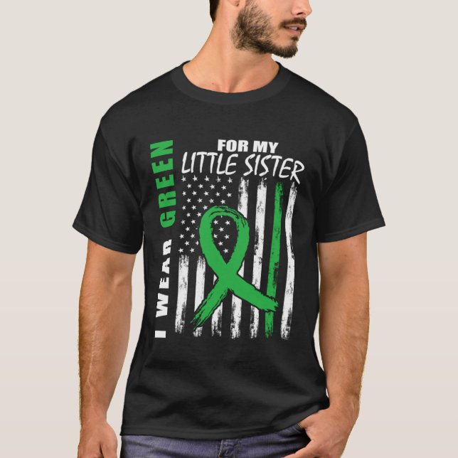 Wear Green Little Sister Kidney Disease Awareness  T Shirt (Framsida)