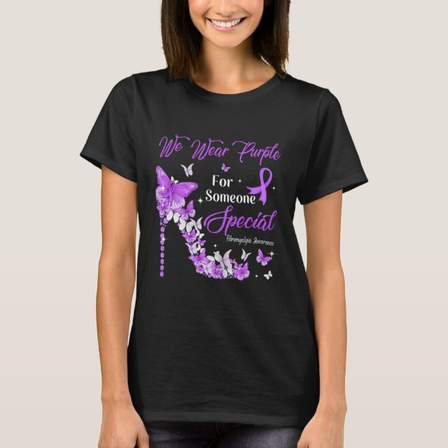 Wear Purple Butterflies Fibromyalgia Awareness  T Shirt (Framsida)