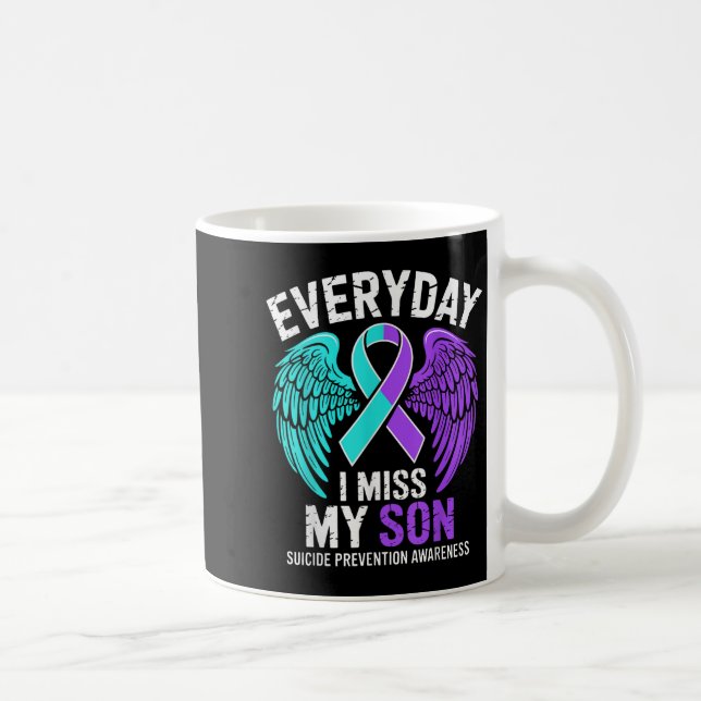 Wear Teal &amp; Purple I Miss My Son Suicide Preve Kaffemugg (Höger)