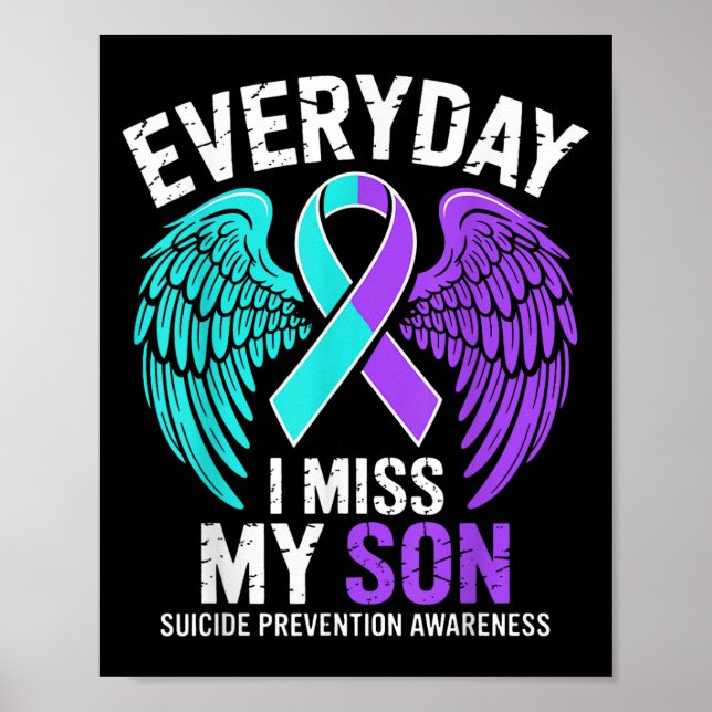 Wear Teal &amp; Purple I Miss My Son Suicide Preve Poster (Framsidan)