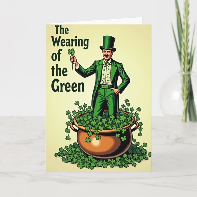 Wearing Green Shamrock Gent Card Kort (Framsida)