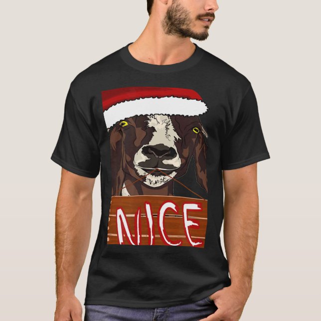 Wearing Santa Hat Nice - signera julgot T Shirt (Framsida)