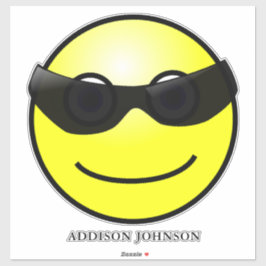 Wearing Shades Roligt Emoji Gult Ansikte Add Namn  Klistermärken