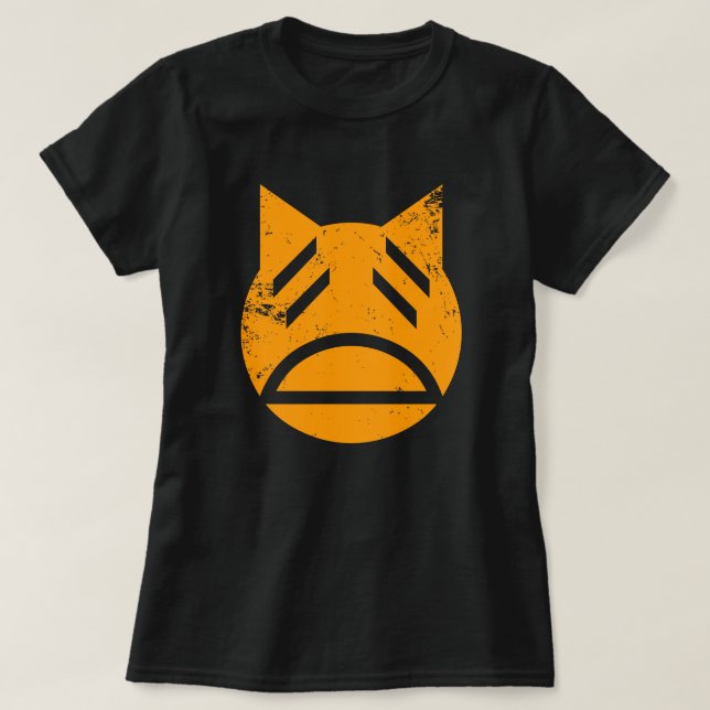 Weary Grunge Cat Emoji T Shirt (Design framsida)