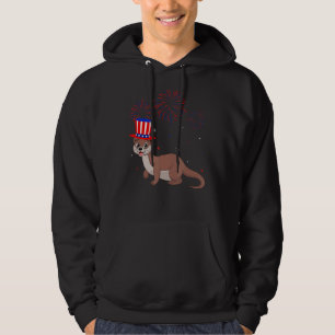 Weasel Graphic Rött vitt blått Fireworks Decor 4:e Hoodie