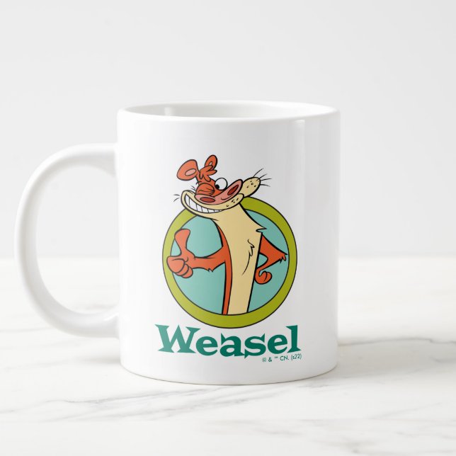 Weasel Thumbs Up Character Graphic Jumbo Mugg (Vänster)