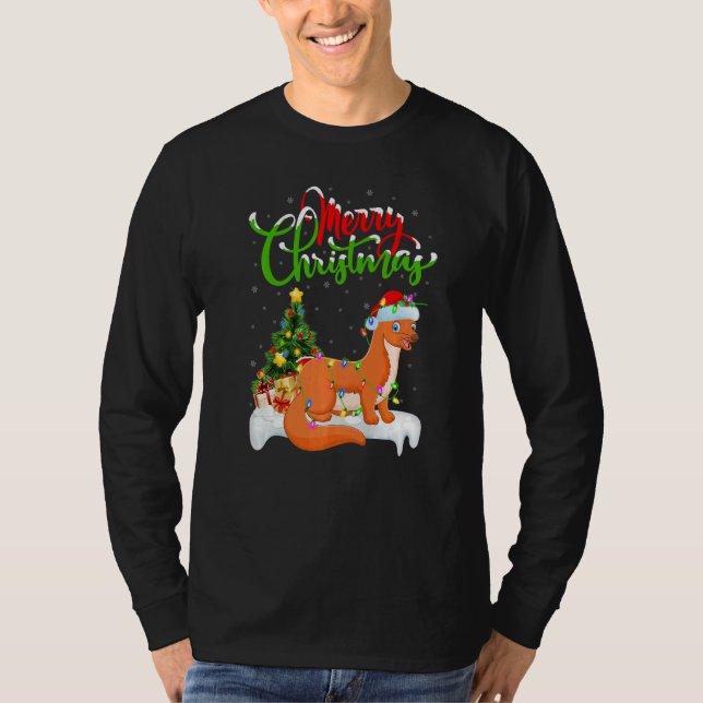 Weasel  Xmas Decorations Santa Weasel Christmas T Shirt (Framsida)