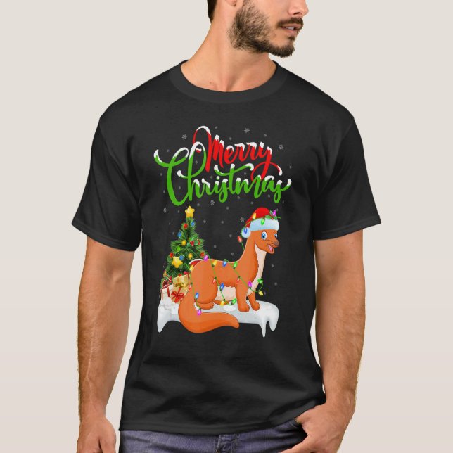 Weasel   Xmas Decorations Santa Weasel Christmas T Shirt (Framsida)