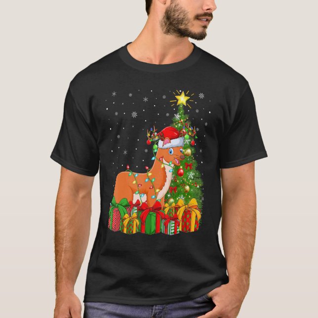 Weasel   Xmas Holiday Santa Weasel Christmas Tree T Shirt (Framsida)