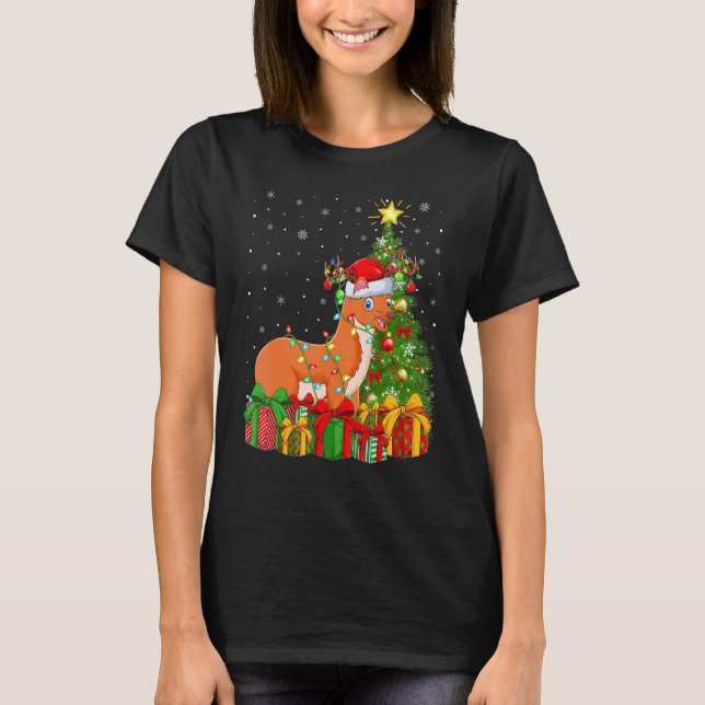 Weasel   Xmas Holiday Santa Weasel Christmas Tree T Shirt (Framsida)