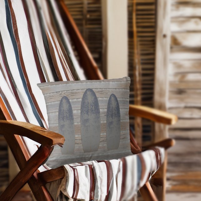 Weasted Beach Driftwood Surfboard Kudde (Weathered Beach Driftwood Surfboard Throw Pillow)