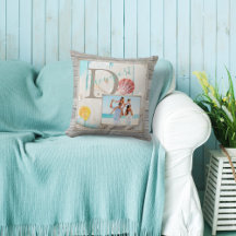 Weasted Beach Wood Monogram Photo Dekorativ kudde