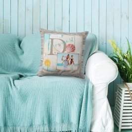 Weasted Beach Wood Monogram Photo Dekorativ kudde
