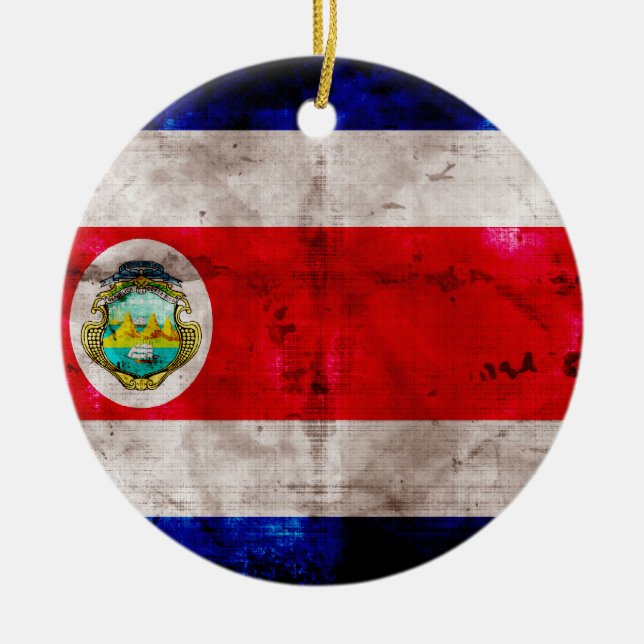 Weasted Costa Rica Flagga Julgransprydnad Keramik (Framsidan)