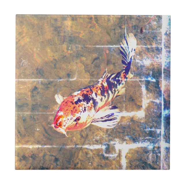 Weasted Japansk Koi-bild Kakelplatta (Framsidan)