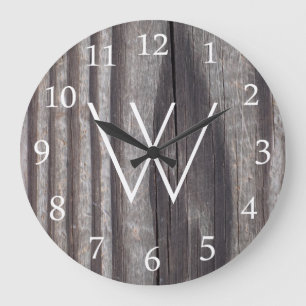 Weasted Land Wood White Monogram Stor Klocka