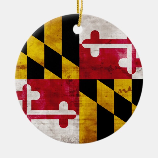 Weasted Maryland Flagga Julgransprydnad Keramik (Framsidan)