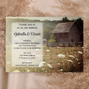 Weasted Rustic Barn Landsbyggsbröllop Inbjudningar