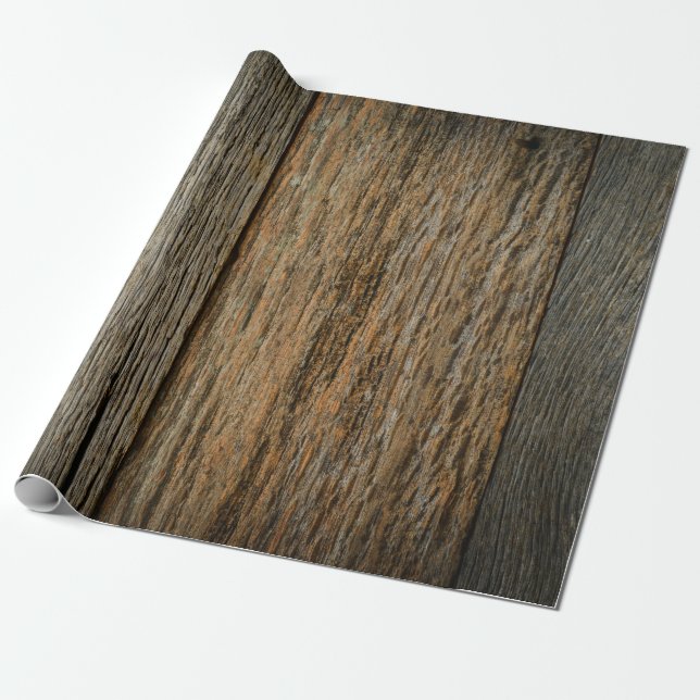 Weasted Rustic Barn Wood Boards Presentpapper (Utrullad)