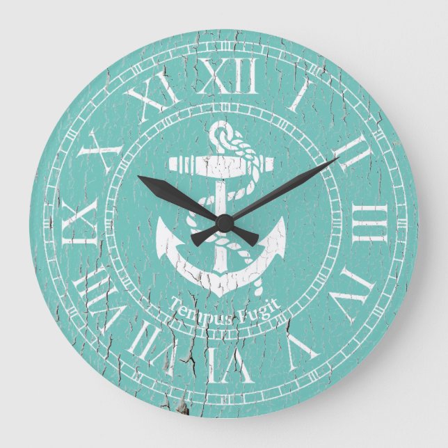 Weasted White Anchor Personalize Stor Klocka (Framsida)