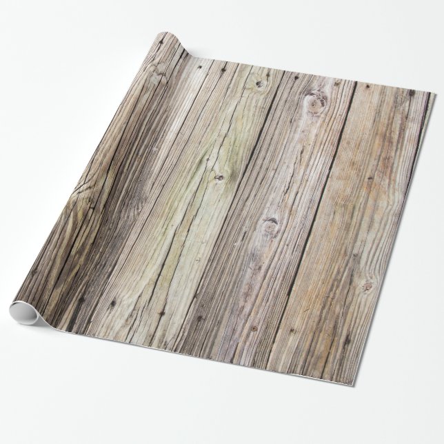 Weasted Wood Boards Wrapping Papper Presentpapper (Utrullad)
