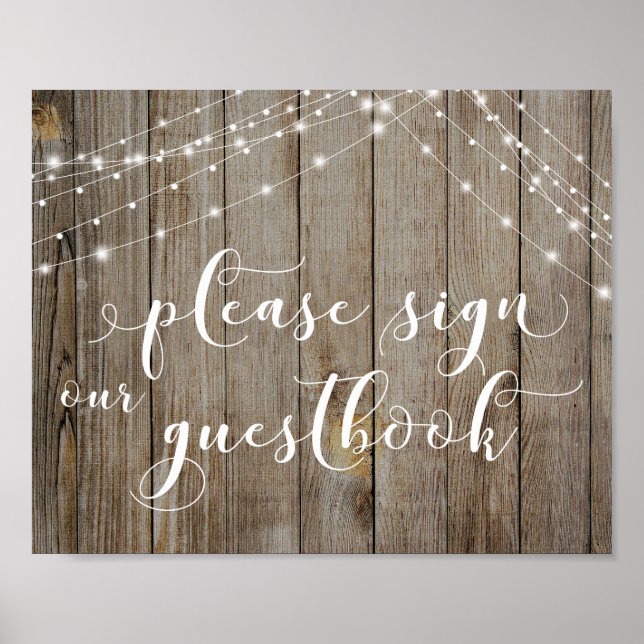 Weasted Wood Ljus signerar vårt Guestbook-tecken Poster (Framsidan)