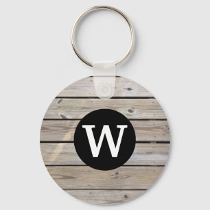Weasted Wood Monogram Nyckelring