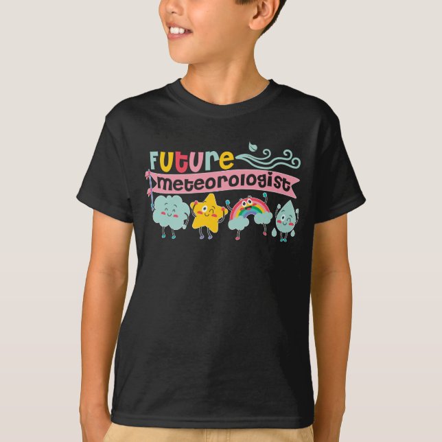 Weather Watcher Boys Girls Future Meteorolog T Shirt (Framsida)